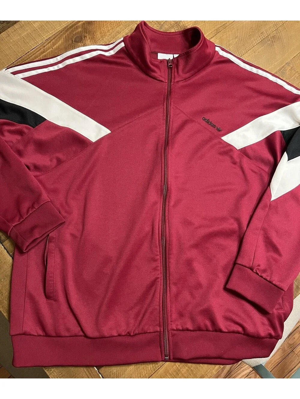 Adidas Originals Palmeston Track Jacket Size 2XL Burgundy White Black Colorblock
